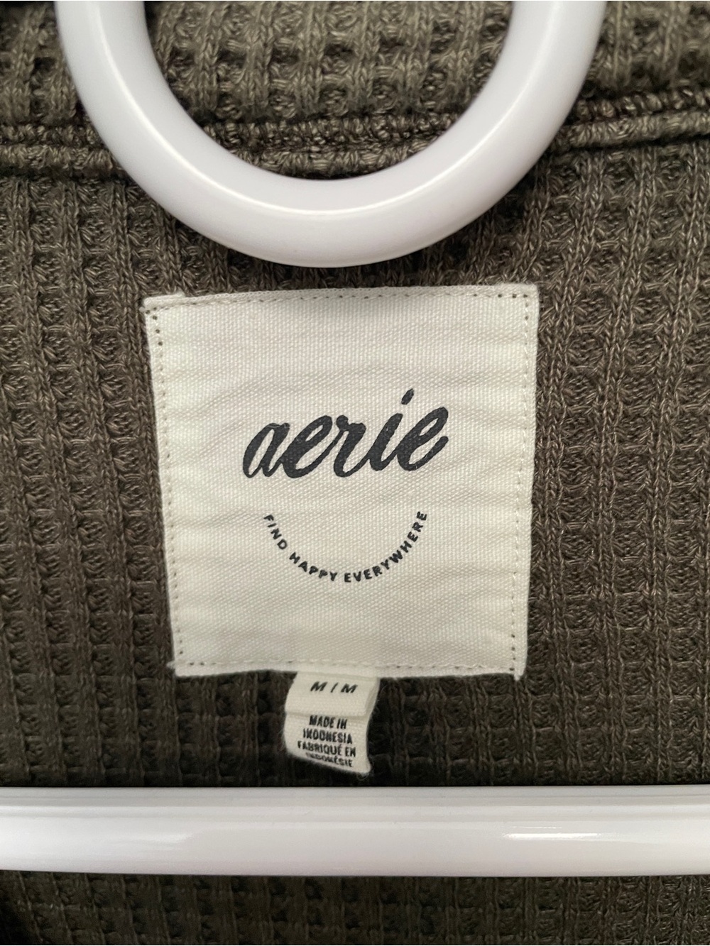 Aerie size M lumber Jane Olive Waffle-Knit Oversized Utility Shirt Jacket - Picture 7 of 10